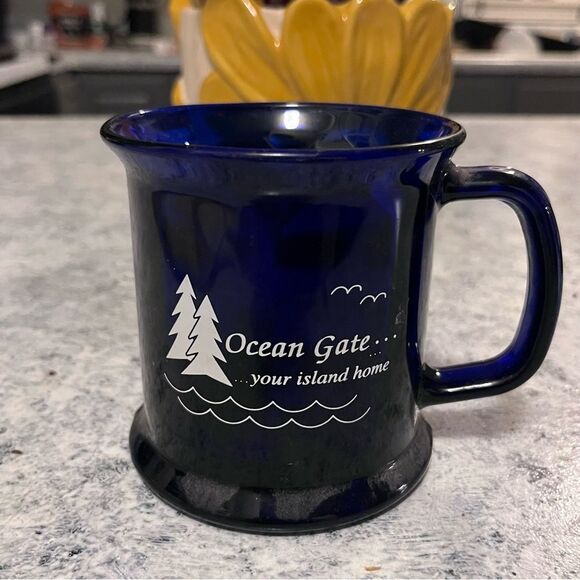 Cobalt blue eight panel promotional coffee mug vintage made in USA - Picture 1 of 8